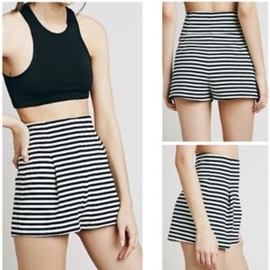 Free People Black Striped High Waist Shorts